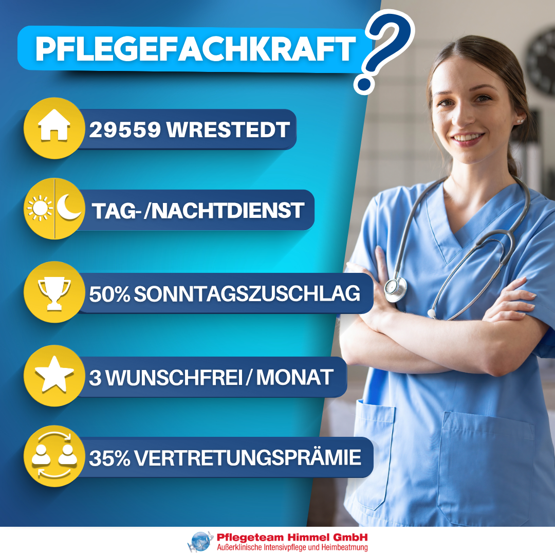 Pflegefachkraft gesucht in 29559 Wrestedt - Tag- und Nachtdienst, 50% Sonntagszuschlag - Pflegeteam Himmel