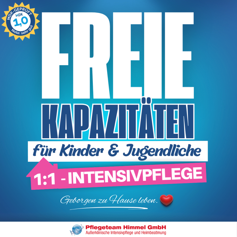 Freie Kapazitäten 1:1-Intensivpflege für Kinder & Jugendliche, Großraum Hamburg, Niedersachsen - Pflegeteam Himmel