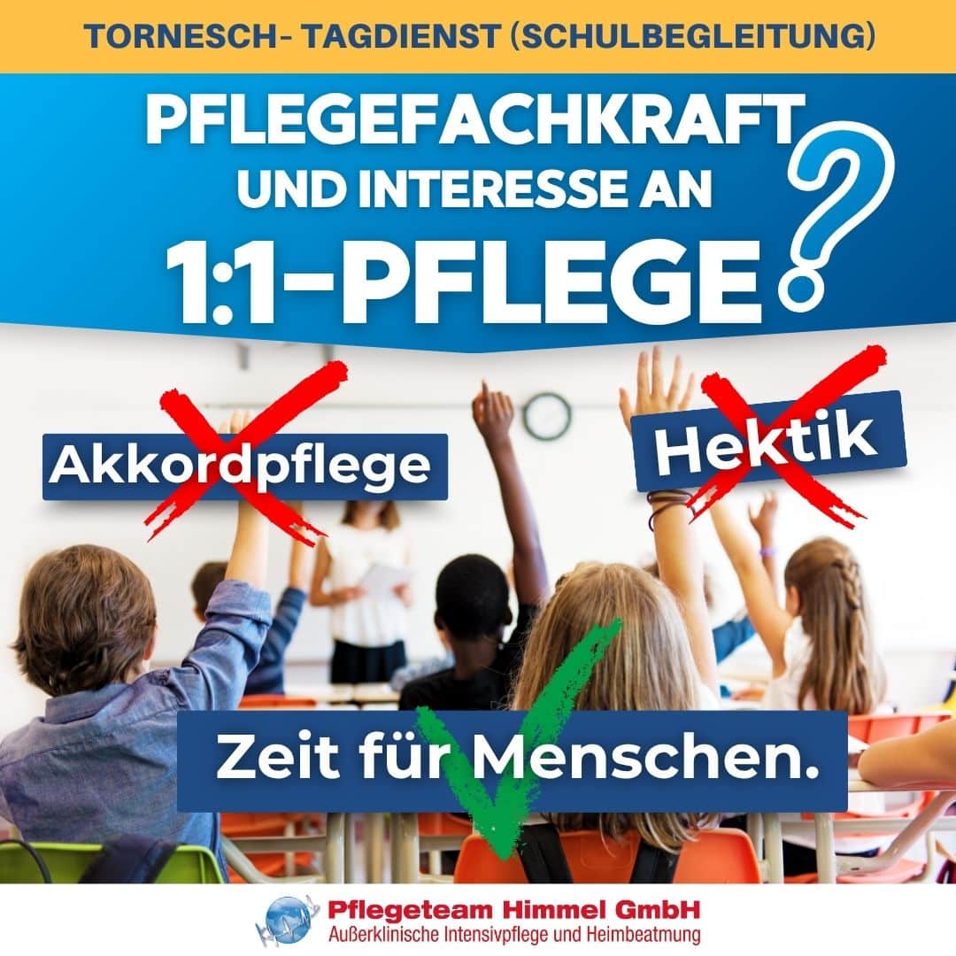 Pflegefachkraft Kinderintensivpflege Tornesch: Stellenanzeige Pflegeteam Himmel f&uuml;r 1:1-Pflege im Tagdienst (Schulbegleitung)