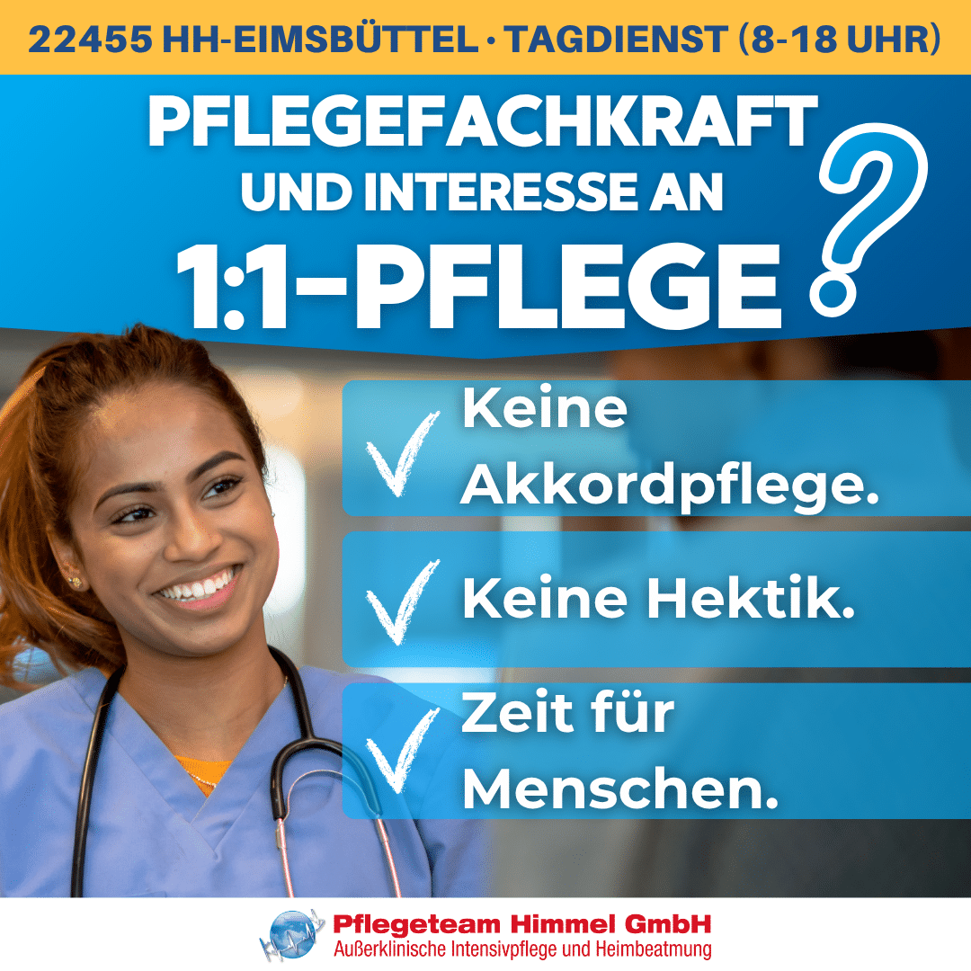 Pflegefachkraft Hamburg-Eimsb&uuml;ttel: ruhige 1:1-Tagespflege einer jungen Frau mit ME/CFS &ndash; Stellenanzeige Pflegeteam Himmel.