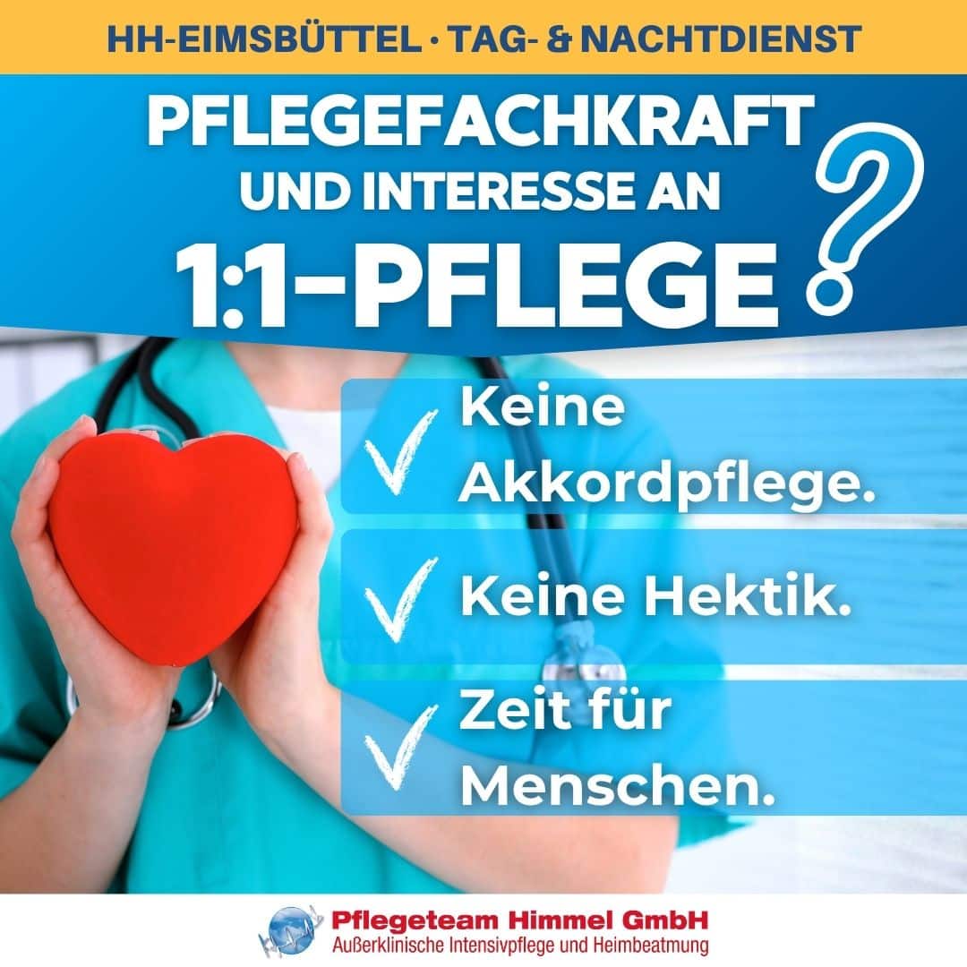 Pflegefachkraft Kinderintensivpflege Hamburg Eimsb&uuml;ttel: Stellenanzeige Pflegeteam Himmel f&uuml;r 1:1-Pflege im Tag- und Nachtdienst